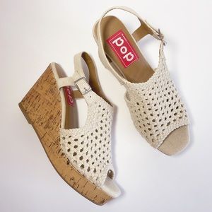 Jelly Pop Evie Natural Macrame Cork Wedges